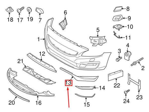 Volvo S60 MK2 Front Bumper Right Cover 31353655 NEW GENUINE