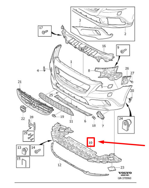 VOLVO V40 FRONT BUMPER MUDGUARD 31383736 NEW GENUINE - Image 3