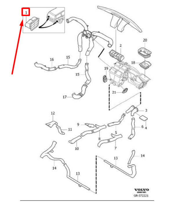 VOLVO XC90 MK1 REAR RIGHT AIR VENT RHD 31390869 NEW GENUINE