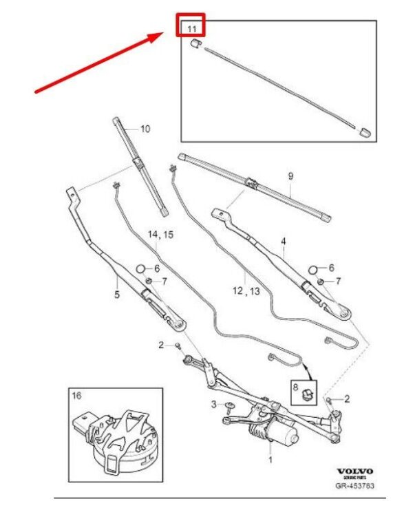 Volvo S60 3 V60 2 Original Front Wiper Rubber Band Set - Image 3