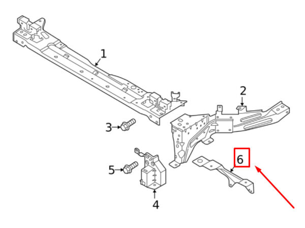 Volvo XC40 Radiator Support Front Left Lower Tie Rod Bracket 2277863 Genuine - Image 3