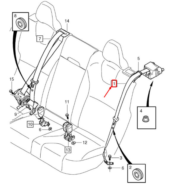 Volvo XC60 rear left seat belt 39801840 NEW ORIGINAL
