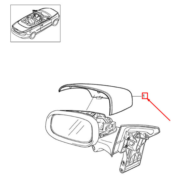 Volvo C70 II convertible MK2 exterior mirror cover front right 39853111 NEW ORIGINAL