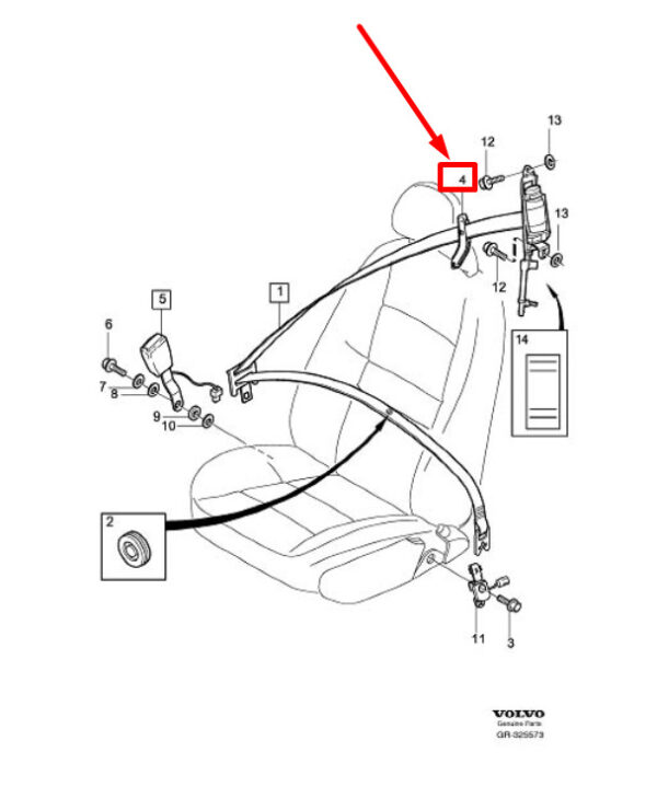 VOLVO S40 MK2 FRONT RIGHT SEAT BELT ADJUSTER 39854723 NEW GENUINE - Image 3