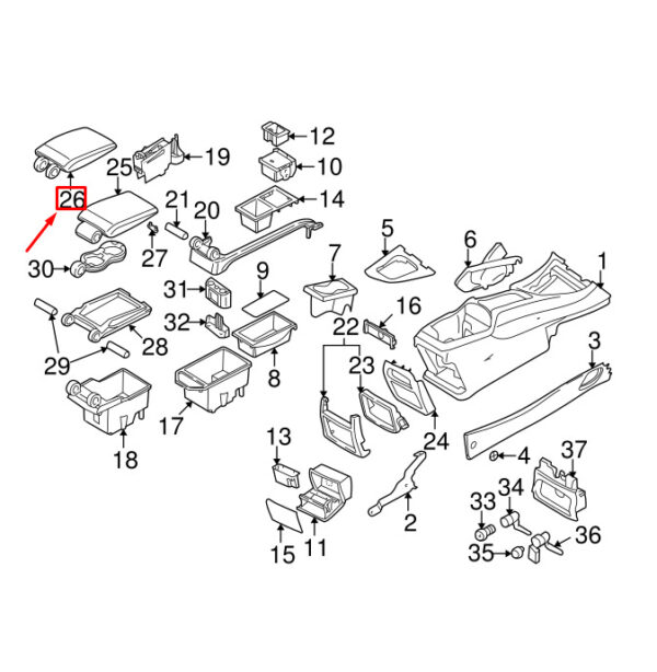 Volvo V70 MK2 Center Console Armrest 39895388 NEW GENUINE - Image 3