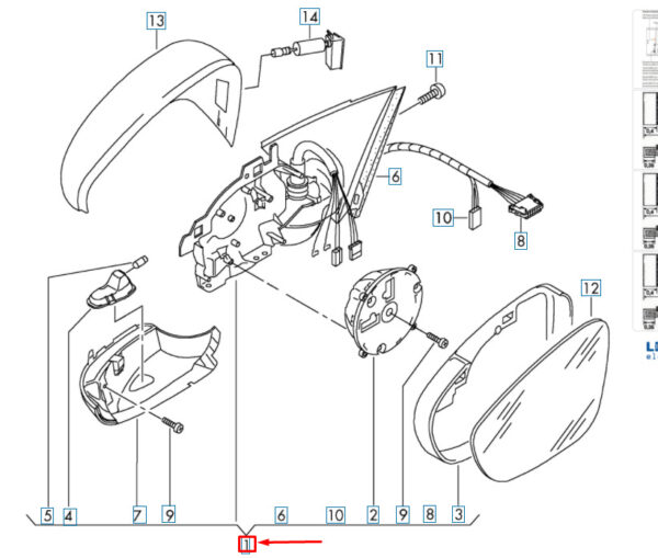 NEW VW PASSAT VARIANT B7 36 FRONT LEFT SIDE WING MIRROR 3AB857507F9B9 ORIGINAL - Image 3
