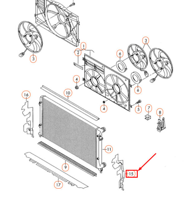 NEW OEM VOLKSWAGEN PASSAT CC RADIATOR SUPPORT LEFT AIR GUIDE 3C8121283A GENUINE - Image 3