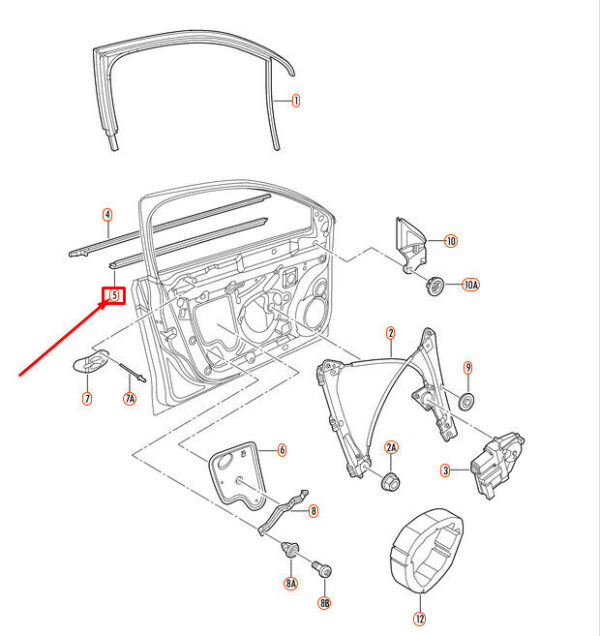 OEM VW JETA MK6 FRONT LEFT INNER WINDOW APERTURE SEAL 5C68374795AP GENUINE - Image 3