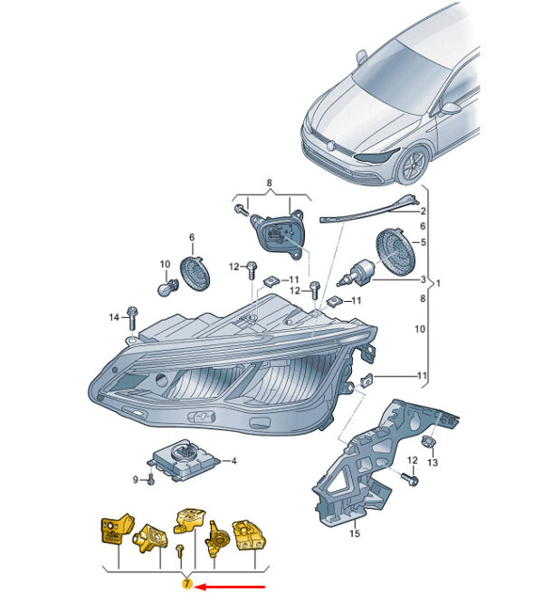 New VW GOLF MK8 Front Left Headlamp Housing Repair Kit 5H0998225 - Image 3