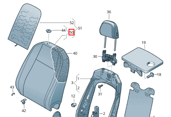 NEW VOLKSWAGEN TIGUAN AD FRONT LEFT SEAT BACKREST COVER 5NA881805TPAC ORIGINAL - Image 3