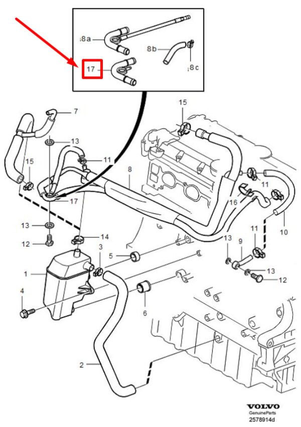 Volvo S60 MK1 Engine Crankcase Vent Tube 9202208 NEW REAL - Image 3
