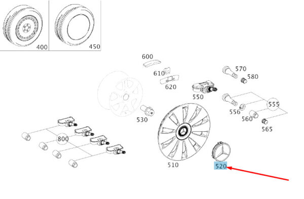 Mercedes-Benz C W204 wheel cap A00040009002232, original part - Image 4