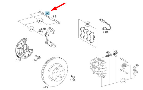 MERCEDES-BENZ E W211 Front Brake Caliper Guide Pin A0004211671 NEW ORIGINAL - Image 4