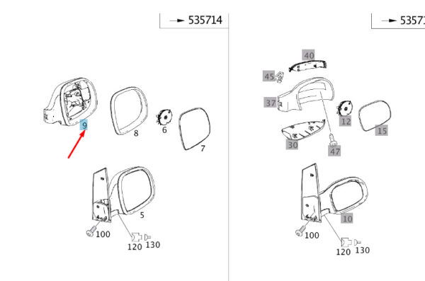 NEW MB VITO W639 FRONT RIGHT DOOR MIRROR COVER LHD A0008110422 ORIGINAL - Image 4