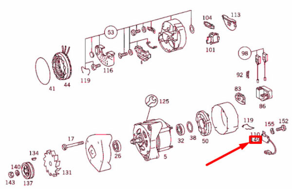 NEW MB SL R129 ALTERNATOR INTERFERENCE SUPPRESSION CONDENSER A0011566901 - Image 4
