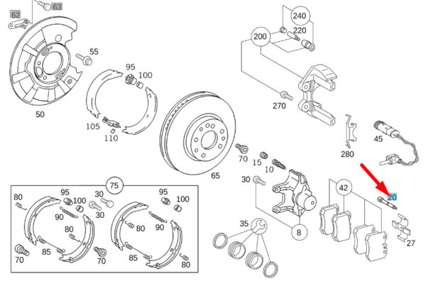 NEW MERCEDES-BENZ S W220 REAR DISC BRAKE CALIPER GUIDE PIN A0019914960 ORIGINAL - Image 4