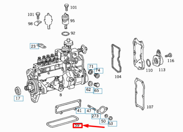 MB C W202 Injection Pump Base Plate Gasket A0049971340 NEW ORIGINAL