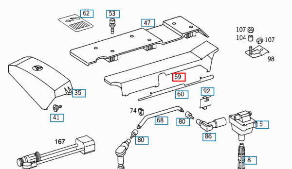 NEW OEM MERCEDES-BENZ E W210 IGNITION UPPER CABLE RUN COVER A1041590425 ORIGINAL - Image 4