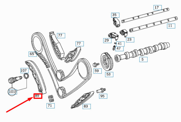 NEW MB ML W163 TIMING CHAIN GUIDE RAIL RIGHT LOWER A1120520216 98-10 ORIGINAL - Image 4