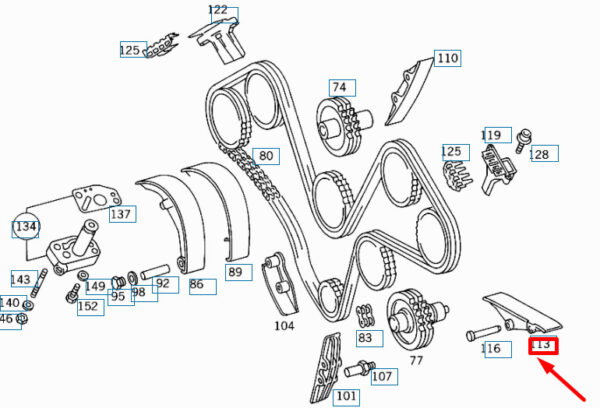NEW MB SL R129 LEFT OUTSIDE TIMING CHAIN GUIDE RAIL A1190521316 ORIGINAL - Image 4