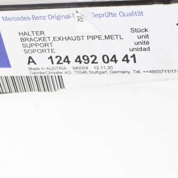 MB E W124 Front Exhaust Pipe To Transmission Bracket A1244920441 NEW ORIGINAL