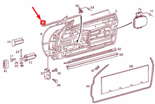 NEW MB SL R129 FRONT RIGHT DOOR WINDOW GARNISH MOLDING A1296900280 90-01 - Image 4