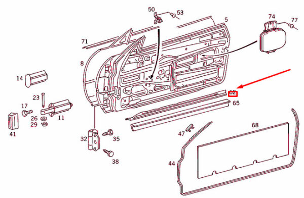 NEW MERCEDES-BENZ SL R129 FRONT LEFT DOOR BOTTOM COVER A12972709889051 ORIGINAL - Image 4