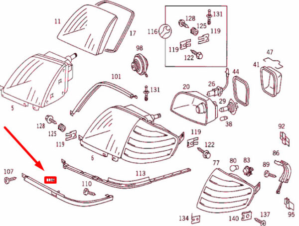 NEW MERCEDES-BENZ SL R129 FRONT LEFT LIGHTING UNIT COVER A1298260577 ORIGINAL - Image 4