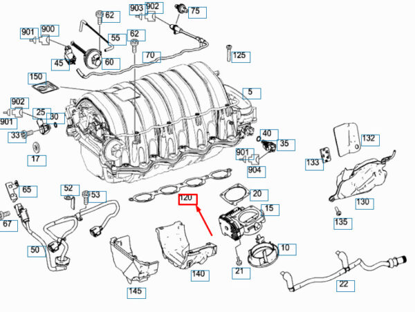 NEW MERCEDES-BENZ ML W164 INTAKE MANIFOLD GASKET A1591410580 ORIGINAL - Image 4