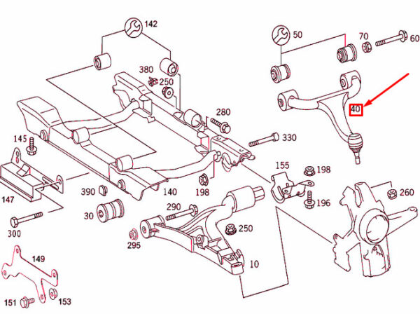 NEW MB ML W163 FRONT RIGHT TOP TRANSVERSE CONTROL ARM A1633330101 ORIGINAL - Image 4
