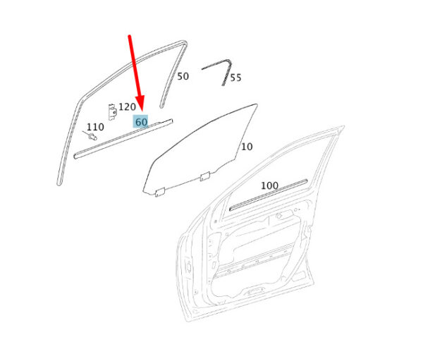 NEW MERCEDES-BENZ ML W164 FRONT LEFT DOOR WINDOW TRIM STRIP A1646907380 - Image 4