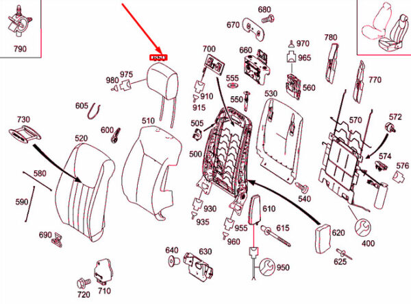 NEW MERCEDES-BENZ ML W164 FRONT LEFT SEAT HEADREST A16497025789E43 ORIGINAL - Image 4