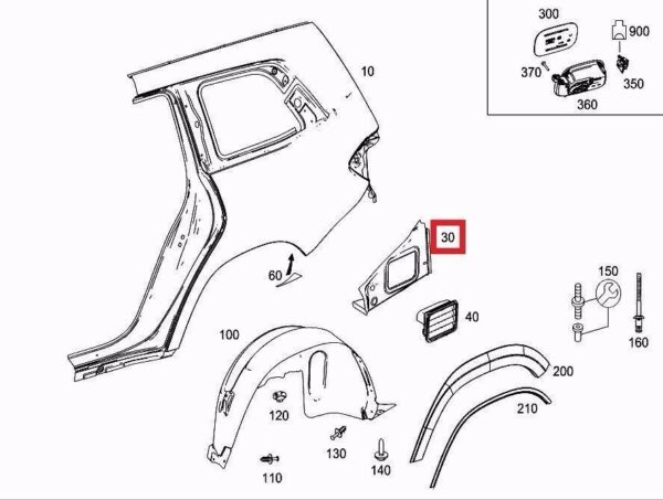 NEW OEM ORIGINAL Mercedes GL GL GLS X166 Right Wing Rear Panel A1666 - Image 4
