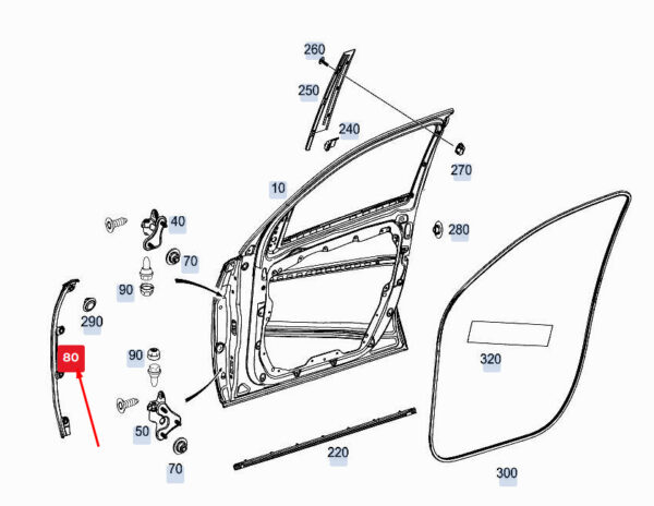 MERCEDES-BENZ GLE W167 Front Left Door Cover Strip A1677224500 NEW ORIGINAL - Image 4