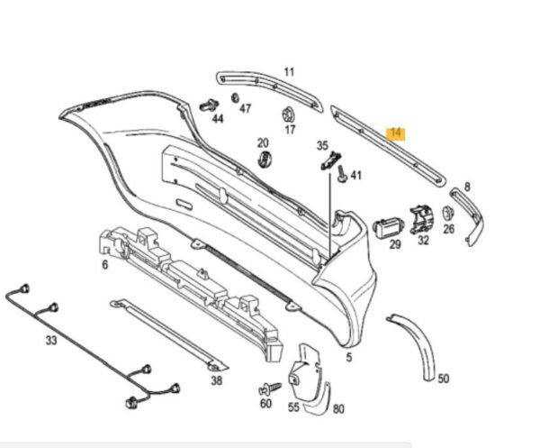 New ORIGINAL Mercedes-Benz A-Class W168 Rear Bumper Central Cover A1688851121 OEM - Image 4