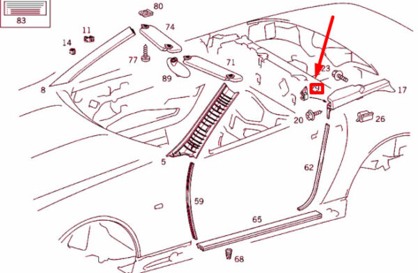 Mercedes-Benz SLK R170 roof rosette right A1706920259 NEW ORIGINAL - Image 4