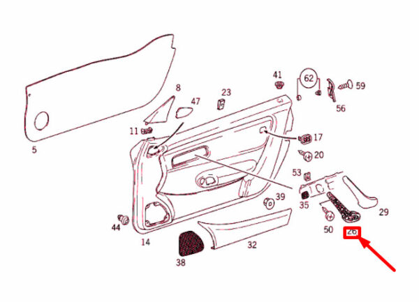 NEW MB SLK R170 FRONT LEFT DOOR BOTTOM GRAB HANDLE A17072003751267 ORIGINAL - Image 4