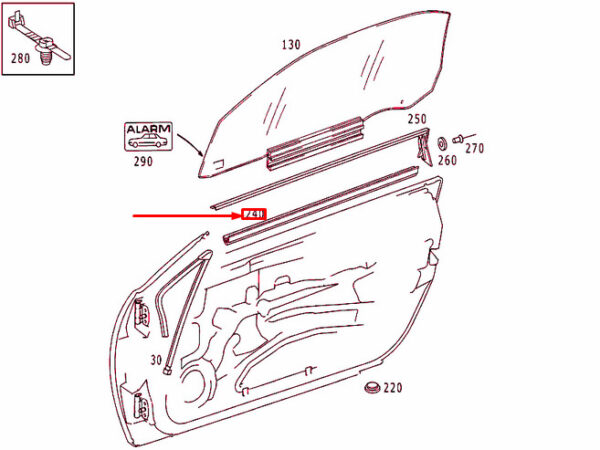 NEW MB SLK R170 FRONT RIGHT DOOR WINDOW BELT WEATHERSTRIP A1707251165 OEM - Image 4