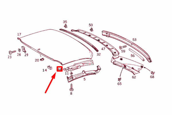 NEW MB SLK R170 VARIO ROOF FRONT CENTER LINING SUPPORT A1707950178 ORIGINAL - Image 4