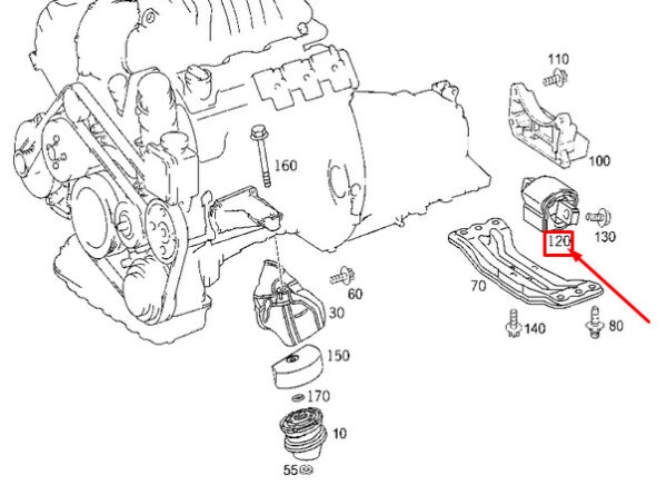 NEW MERCEDES-BENZ CLK C209 REAR ENGINE MOUNT A1712400118 ORIGINAL - Image 4
