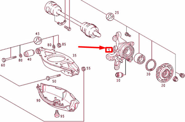 NEW MERCEDES-BENZ SLK R170 REAR RIGHT WHEEL CARRIER A2023509508 ORIGINAL - Image 4