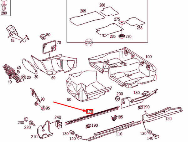 NEW MERCEDES-BENZ C W203 FRONT LEFT INSIDE COVER RAIL A20368627367E94 ORIGINAL - Image 4