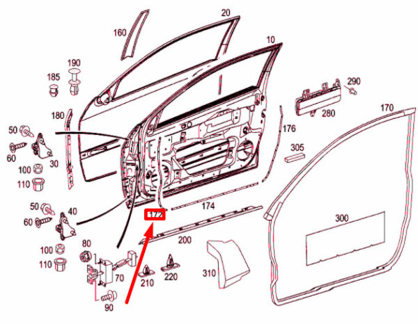 NEW MERCEDES-BENZ C W203 FRONT DOOR LEFT A COLUMN RANGE RAIL A2037270935 - Image 4