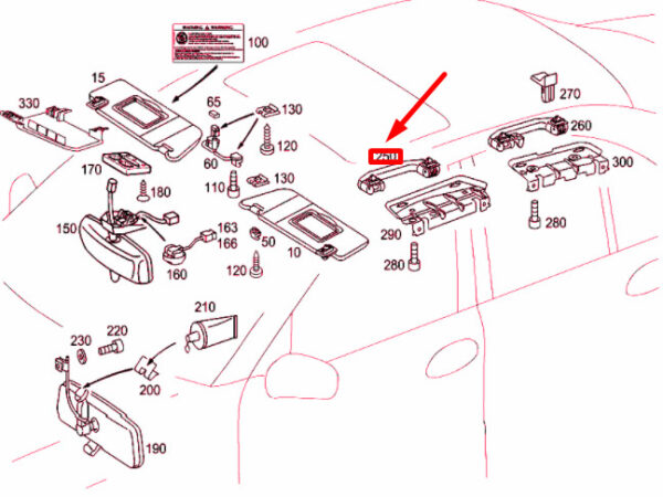 Mercedes-Benz C W203 roof bracket front A20381004517D43 NEW ORIGINAL - Image 4