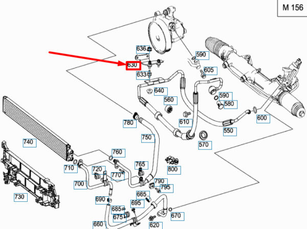 NEW MB C W204 AMG PRESSURE LINE TO ALTERNATOR BRACKET A2044660040 08-14 ORIGINAL - Image 4