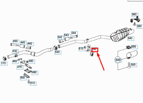 NEW MERCEDES-BENZ C W204 REAR LEFT EXHAUST PIPE SUSPENSION A2044901237 ORIGINAL - Image 4