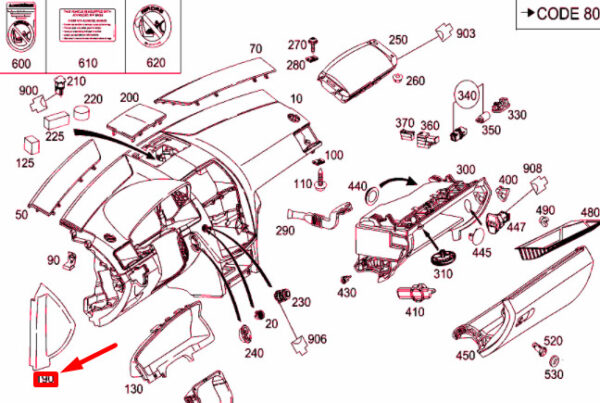 New MB C W204 Instrument Panel Right Trim Cover A20468002789051 - Image 4
