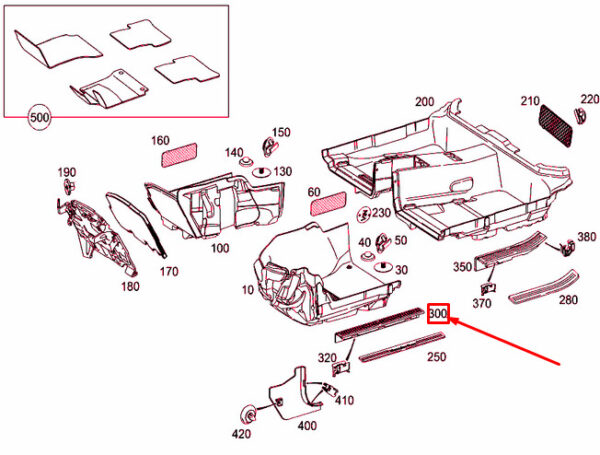 NEW MB C W204 FRONT RIGHT INSIDE ENTRANCE RAIL A20468600369051 OEM - Image 4