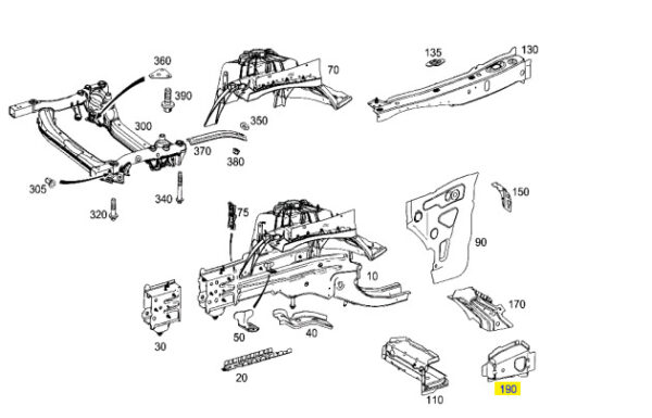 ORIGINAL Mercedes-Benz C Class W205 Front Subframe Left Reinforcement A2056371116 - Image 4