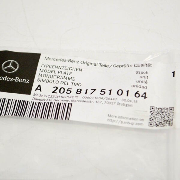 Mercedes-Benz AMG W205 Front Bumper Grill AMG Logo A205817510164 NewES